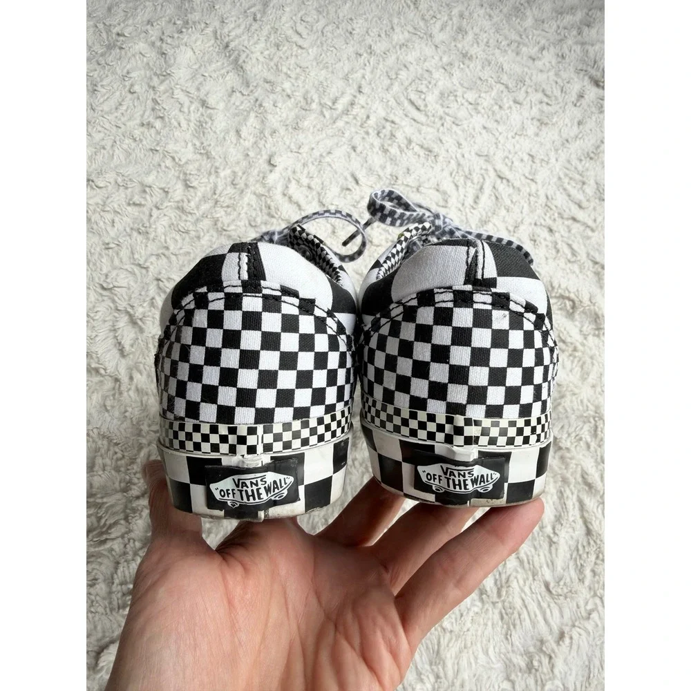 Vans Old Skool All Over Checkerboard Platform Sneakers Black True White 8 - Picture 6 of 11